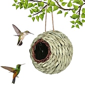 abordables observation des oiseaux et de la faune dans la cour-nid d&#039;oiseau tissé à la main pour l&#039;extérieur suspendu, petites maisons d&#039;oiseaux d&#039;herbe pour l&#039;extérieur, cabane à oiseaux en fibre naturelle se percher poche pour mésange canari pinson