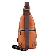 economico Borselli da uomo-borsa a tracolla da uomo in pelle marrone con tasche multiple per attività casual, di viaggio e all&#039;aperto