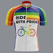 voordelige Heren shirts-21Grams Voor heren Wielrenshirt Korte mouw Fietsen Kleding Bovenlichaam met 3 achterzakken Bergracen Wegwielrennen Ademend Zacht Sneldrogend Achterzak Zwart Wit Geel Regenboog Polyester Sport Kleding