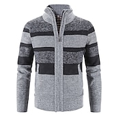 preiswerte Herren Strickjacke-Herren Pullover Strickjacke Zip Pullover Reißverschluss Pullover Jacke Gerippt Stricken Strick Farbblock Ständer Modisch Casual Sport Freizeitskleidung Bekleidung Herbst Winter Marineblau Blau M L XL