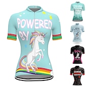 cheap Women's Jerseys-Women's Cycling Jersey Graphic Rainbow Unicorn Short Sleeve Bike Jersey Top with 3 Rear Pockets Mountain Bike MTB Road Bike Cycling Fast Dry Quick Dry Soft Reflective Strips Sports Rose Red + Black