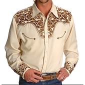 preiswerte Westernhemden für Herren-Herren Leopard Hemd Westernhemd Cowboy-Shirt Langarm Modisch Designer Brautkleider schlicht Outdoor Festtage Herbst Winter Umlegekragen Bedruckt Button-Down Blau Braun Khaki Schwarz / Rosa