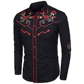 economico camicie western da uomo-Per uomo Rosa Stampe astratte Camicia Camicia occidentale Camicia da cowboy Manica lunga Di tendenza Streetwear Originale Esterno Giornaliero Autunno inverno Collo ripiegabile Stampa Bottone giù Nero