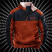 voordelige Vintage Etnische Hoodies-Voor heren Grafisch Kleurenblok Trui met capuchon Hoodies Sweatshirt Sweatshirt met rits Lange mouw Sweatshirt met capuchon Halve rits Streetwear 3D-afdrukken Sport &amp; Outdoor Casual Dagelijks Rood