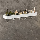 economico Mensole per il bagno-doccia caddy bagno scaffali a parete bianco dell&#039;organizzatore di immagazzinaggio cremagliera bagno cucina bagno hardware ciondolo bagno scaffale spazio doccia in alluminio cremagliera angolo mensola