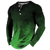 billiga Geometrisk-Herr Henleytröja T-shirts Vintage skjorta Mode Designer Bekväm Skjorta Grafisk Lutning Långärmad Skjorta Blå Röd Brun Utomhus Ledigt Dagligen Henley Vår &amp; Höst Kläder 3D-tryck S M L XL 2XL 3XL