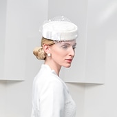 olcso Fascinatorok-sapka fejfedő 100% gyapjú svájcisapka meleg hálós sapka parti/esti alkalmi divat stewardess gyapjú sapka