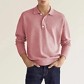preiswerte Klassisches Poloshirt für Herren-Herren Golfhemd Strickpolo Strasse Casual Polo-Kragen Klassisch Langarm Modisch Brautkleider schlicht Feste Farbe Glatt Knopf vorne Einfach Frühling &amp; Herbst Regular Fit Schwarz Weiß Hellgrün Rosa