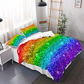 economico Set copripiumino-biancheria da letto 3d copripiumino con stampa arcobaleno set di biancheria da letto copripiumino con 1 copripiumino o copripiumino stampato ， 1 foglio ， 2 federe per letto matrimoniale / regina / re