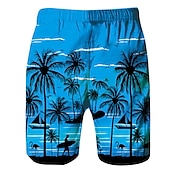 cheap Tropical Plants &amp; Flowers-Men&#039;s Coconut Tree Graphic Prints Swim Trunks Swim Shorts Board Shorts Mid Waist Hawaiian Boho Casual Daily Holiday Drawstring with Mesh lining Elastic Waist Designer Clothing Apparel