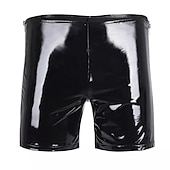 economico Pantaloncini casual-Per uomo Pantaloncini casual Pantaloncini in ecopelle Tinta unita Comfort Morbido Interni Informale Mini abiti Sensuale Effetto bagnato Nero