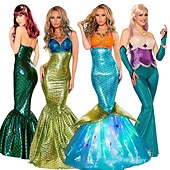 abordables Déguisements pour femmes-La Petite Sirène Sirène Aqua Reine Princesse Aqua Costume de cosplay Costume de fête Cosplay de Film for Femmes Adulte Noël Carnaval Enterrement de Vie de Jeune Fille