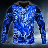 Men's Skull Graphic Prints Hoodie Hoodies Sweatshirt Streetwear Designer Long Sleeve Hooded Daily Sports Blue Print Spring &  Fall Designer4