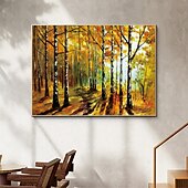 billiga Landskapsmålningar-handgjord handmålad oljemålning vägg modern abstrakt höst skog målning klappkniv konst canvas målning heminredning dekor rullad duk ingen ram osträckt