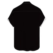 voordelige Heren Bowling Shirt-Voor heren Automatisch Gestreept Overhemd Bowlingshirt Overhemd met knopen Korte mouw Vintage Tropisch Modieus Buiten Strand Zomer Lente Strijkijzer Afdrukken Button-omlaag Zwart En Rood Zwart Rood
