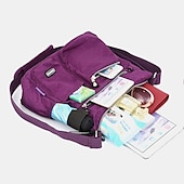 cheap Crossbody Bags-Black Nylon Crossbody Bag for Women – Lightweight Travel Shoulder Bag with Multiple Zipper Pockets