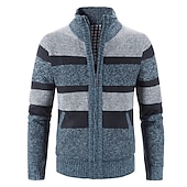 preiswerte Herren Strickjacke-Herren Pullover Strickjacke Zip Pullover Reißverschluss Pullover Jacke Gerippt Stricken Strick Farbblock Ständer Modisch Casual Sport Freizeitskleidung Bekleidung Herbst Winter Marineblau Blau M L XL