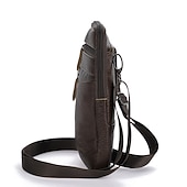 baratos Bolsas para Homem-bolsa transversal de couro masculina – bolsa de ombro vintage com vários bolsos para viagens e uso diário