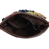economico Borse a Tracolla-borsa a tracolla in pelle patchwork colorata da donna - borsa in stile bohémien con accenti floreali
