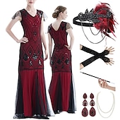 Roaring 20s 1920s Cocktail Dress Vintage Dress Flapper Dress Outfits Prom Dress The Great Gatsby Plus Size Floor Length Women's Tassel Fringe Costume for Carnival Event Party Wedding3