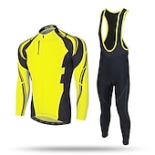 cheap Men&#039;s Clothing Sets-Men&#039;s Cycling Jersey with Bib Tights Long Sleeve Mountain Bike MTB Road Bike Cycling Winter Black Yellow Red Bike Pants / Trousers Jersey Bib Tights Thermal Warm Fleece Lining Windproof 3D Pad