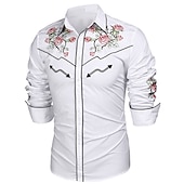 economico camicie western da uomo-Per uomo Rosa Stampe astratte Camicia Camicia occidentale Camicia da cowboy Manica lunga Di tendenza Streetwear Originale Esterno Giornaliero Autunno inverno Collo ripiegabile Stampa Bottone giù Nero