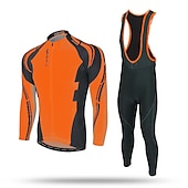 cheap Men&#039;s Clothing Sets-Men&#039;s Cycling Jersey with Bib Tights Long Sleeve Mountain Bike MTB Road Bike Cycling Winter Black Yellow Red Bike Pants / Trousers Jersey Bib Tights Thermal Warm Fleece Lining Windproof 3D Pad