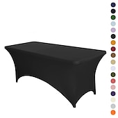preiswerte Abdeckungen für Gartenmöbel-Stretch-Spandex-Tischdecke für Standard-Klapptische - universeller rechteckiger Tischdeckenschutz für Hochzeit, Bankett und Party