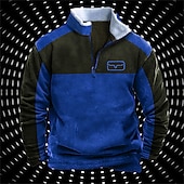 voordelige Vintage Etnische Hoodies-Voor heren Grafisch Kleurenblok Trui met capuchon Hoodies Sweatshirt Sweatshirt met rits Lange mouw Sweatshirt met capuchon Halve rits Streetwear 3D-afdrukken Sport &amp; Outdoor Casual Dagelijks Rood