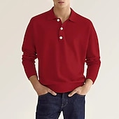 preiswerte Klassisches Poloshirt für Herren-Herren Golfhemd Strickpolo Strasse Casual Polo-Kragen Klassisch Langarm Modisch Brautkleider schlicht Feste Farbe Glatt Knopf vorne Einfach Frühling &amp; Herbst Regular Fit Schwarz Weiß Hellgrün Rosa