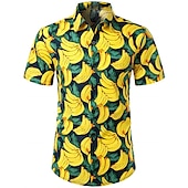 economico Cibo &amp; Bevande-Per uomo A foglia Frutta Banana Camicia Camicia hawaiana Camicia Aloha Maniche corte Camicia Collo ripiegabile Tropicale Di tendenza Hawaiano Strada Informale Hawaiano Nero Bianco Giallo S M L