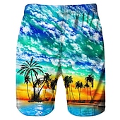 cheap Tropical Plants &amp; Flowers-Men&#039;s Coconut Tree Graphic Prints Swim Trunks Swim Shorts Board Shorts Mid Waist Hawaiian Boho Casual Daily Holiday Drawstring with Mesh lining Elastic Waist Designer Clothing Apparel