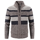 preiswerte Herren Strickjacke-Herren Pullover Strickjacke Zip Pullover Reißverschluss Pullover Jacke Gerippt Stricken Strick Farbblock Ständer Modisch Casual Sport Freizeitskleidung Bekleidung Herbst Winter Marineblau Blau M L XL