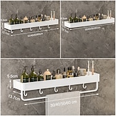 economico Mensole per il bagno-doccia caddy bagno scaffali a parete bianco dell&#039;organizzatore di immagazzinaggio cremagliera bagno cucina bagno hardware ciondolo bagno scaffale spazio doccia in alluminio cremagliera angolo mensola