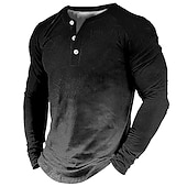 billiga Geometrisk-Herr Henleytröja T-shirts Vintage skjorta Mode Designer Bekväm Skjorta Grafisk Lutning Långärmad Skjorta Blå Röd Brun Utomhus Ledigt Dagligen Henley Vår &amp; Höst Kläder 3D-tryck S M L XL 2XL 3XL