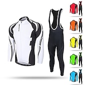 cheap Men&#039;s Clothing Sets-Men&#039;s Cycling Jersey with Bib Tights Long Sleeve Mountain Bike MTB Road Bike Cycling Winter Black Yellow Red Bike Pants / Trousers Jersey Bib Tights Thermal Warm Fleece Lining Windproof 3D Pad