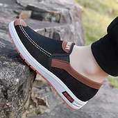 tanie Mokasyny i trzewiki męskie-męskie półbuty typu slip-on – oddychające płócienne mokasyny z antypoślizgową podeszwą do codziennego chodzenia i podróżowania