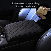 cheap Car Headrests&amp;Waist Cushions-1 Pcs Wave Embroider PU Leather Car Armrest Mat Center Console Arm Rest Protection Cushion Auto Armrests Storage Box Cover Pad