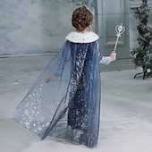 preiswerte Märchen-Motto-Kleider-Kindermädchenkleid Schneeflocke Langarm Performance Party süßes Baumwoll-Midikleid in A-Linie Herbst Winter 3–10 Jahre Marineblau
