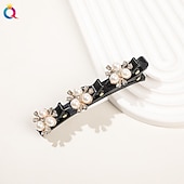 economico Accessori per acconciature-fermagli per capelli intrecciati in pietra di cristallo parkling con 3 piccoli fermagli fermaglio a becco d&#039;anatra a forma di perla fermaglio per capelli intrecciato con strass per donne/ragazze