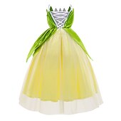 economico Costumi per bambine-Fiaba Principessa Tiana Abito da damigella Costume per festa a tema Abiti in tulle Cosplay for Ragazze Bambini Carnevale Mascherata Matrimonio Ospite di nozze