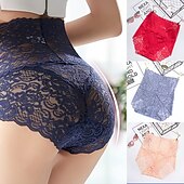 cheap Panties-Women&#039;s Sexy Panties Brief Underwear 1 PC Underwear Sexy Comfort Lace Pure Color PU High Waist Sexy Green Black Purple M L XL Home Outfits
