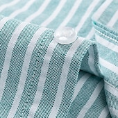 billiga Button Down-skjortor för män-Herr Skjorta Oxford skjorta Randig Bröllop Utomhus Gul Blå Grön Långärmad Fyrkantig hals Vår &amp; Höst Kläder Button-Down