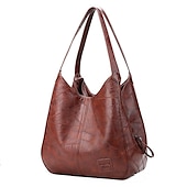 economico Borsette e borse tote-borsa tote grande in similpelle marrone da donna | borsa a tracolla casual con interno spazioso per l&#039;uso quotidiano - design alla moda e resistente