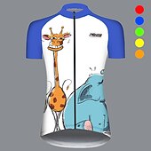 abordables Maillots pour femmes-Femmes Maillot de cyclisme Animal Eléphant Girafe Manche Courte Cyclisme Maillot Top avec 3 poches arrière VTT Vélo tout terrain Cyclisme sur route Résistant aux UV Séchage Rapide Poche Arrière