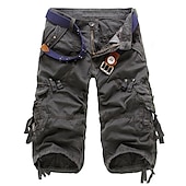 cheap Classic-Men&#039;s Cargo Shorts Shorts Capri Pants Multi Pocket Straight Leg Solid Colored Comfort Wearable Calf-Length Outdoor Daily Sports Stylish Yellow Army Green