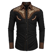 preiswerte Westernhemden für Herren-Herren Leopard Hemd Westernhemd Cowboy-Shirt Langarm Modisch Designer Brautkleider schlicht Outdoor Festtage Herbst Winter Umlegekragen Bedruckt Button-Down Blau Braun Khaki Schwarz / Rosa