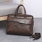 levne Pánské tašky-Pánské Aktovka Taška na laptop PU kůže Kancelář Denní Zip Vrstvené Anti-Dust Pevná barva Tmavěhnědá Černá Hnědá