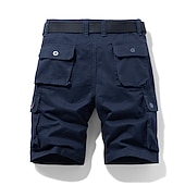preiswerte Klassiker-Herren Cargo Shorts Kurze Hosen Shorts Kurze Hosen Multi Pocket Gerade geschnitten Bedruckt Einfarbig Komfort tragbar Knielänge Outdoor Täglich Sport Stilvoll Schwarz Blau