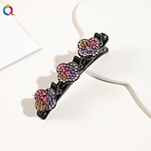 economico Accessori per acconciature-fermagli per capelli intrecciati in pietra di cristallo parkling con 3 piccoli fermagli fermaglio a becco d&#039;anatra a forma di perla fermaglio per capelli intrecciato con strass per donne/ragazze